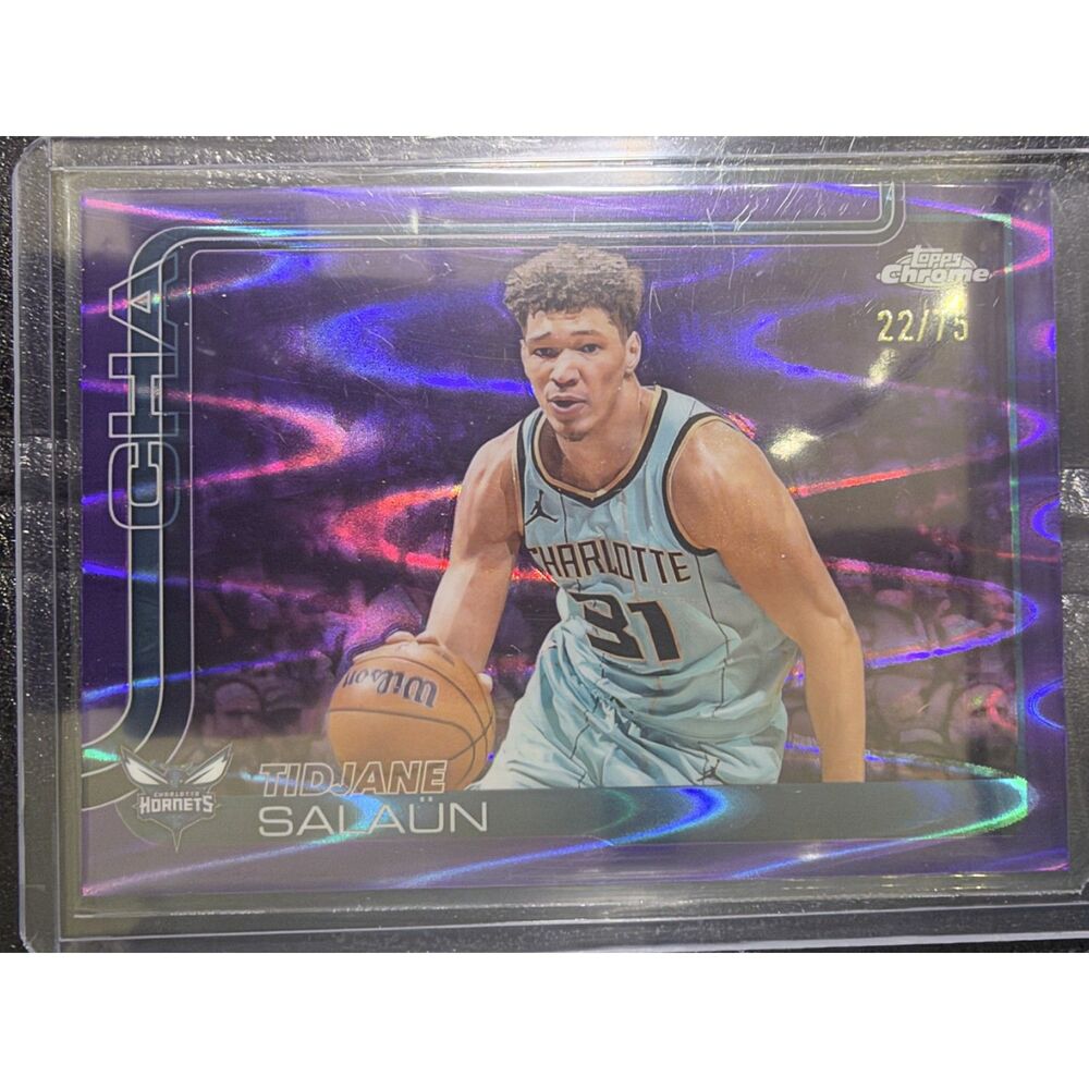 2025-26 Topps Chrome Tidjane Salaun Purple Refractor 22/75 #8 Hornets